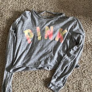 Pink grey cropped long sleeve